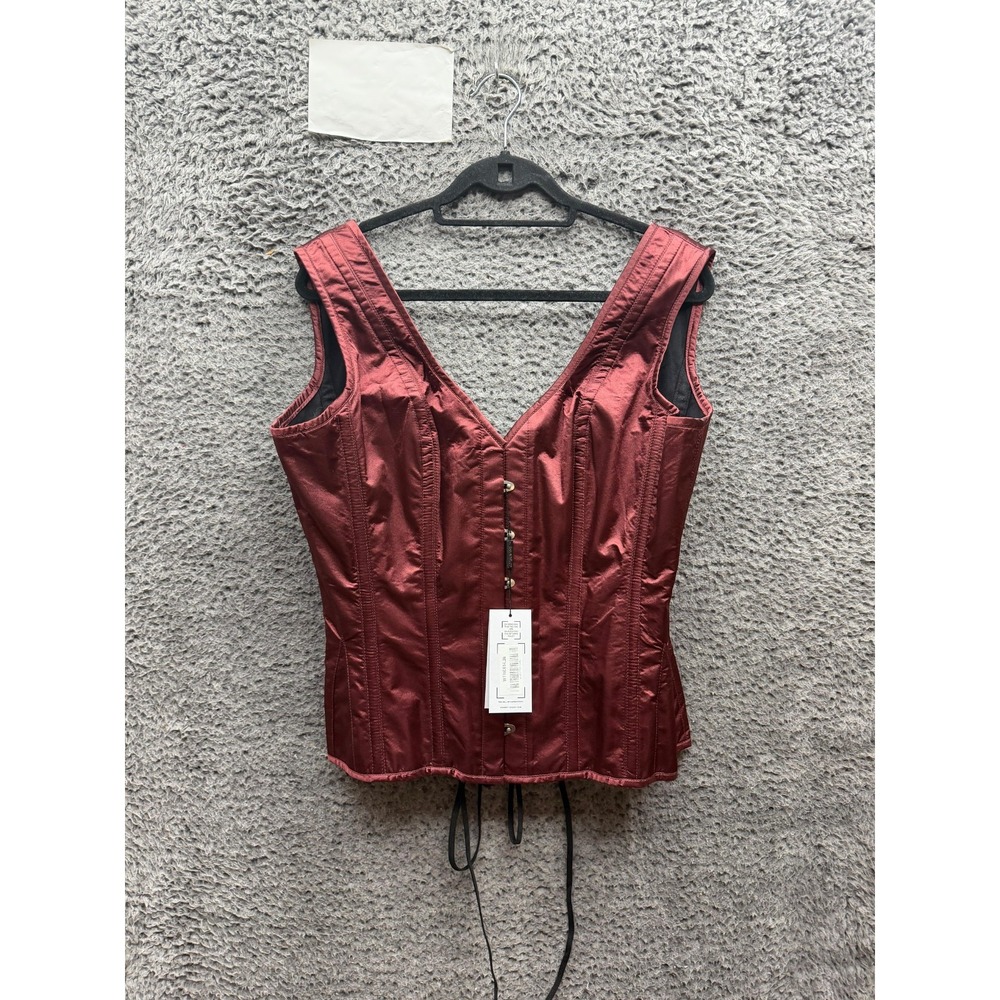 NWT Corset Story Burgundy V Neck Waist Taming Overbust With Straps Size 36"